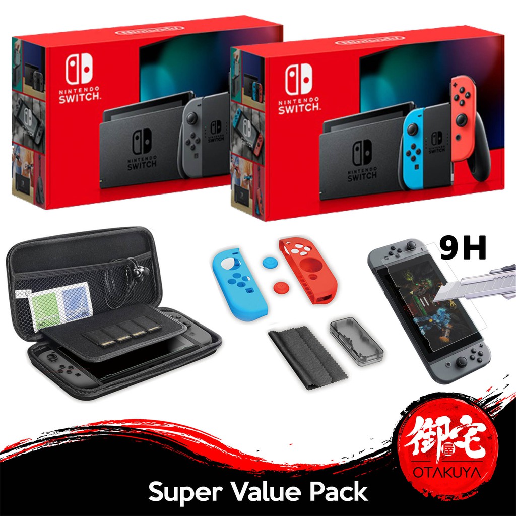 Promo Nintendo Switch Neon Grey V2 Value Pack 1 Year Nintendo Official Warranty Shopee Singapore