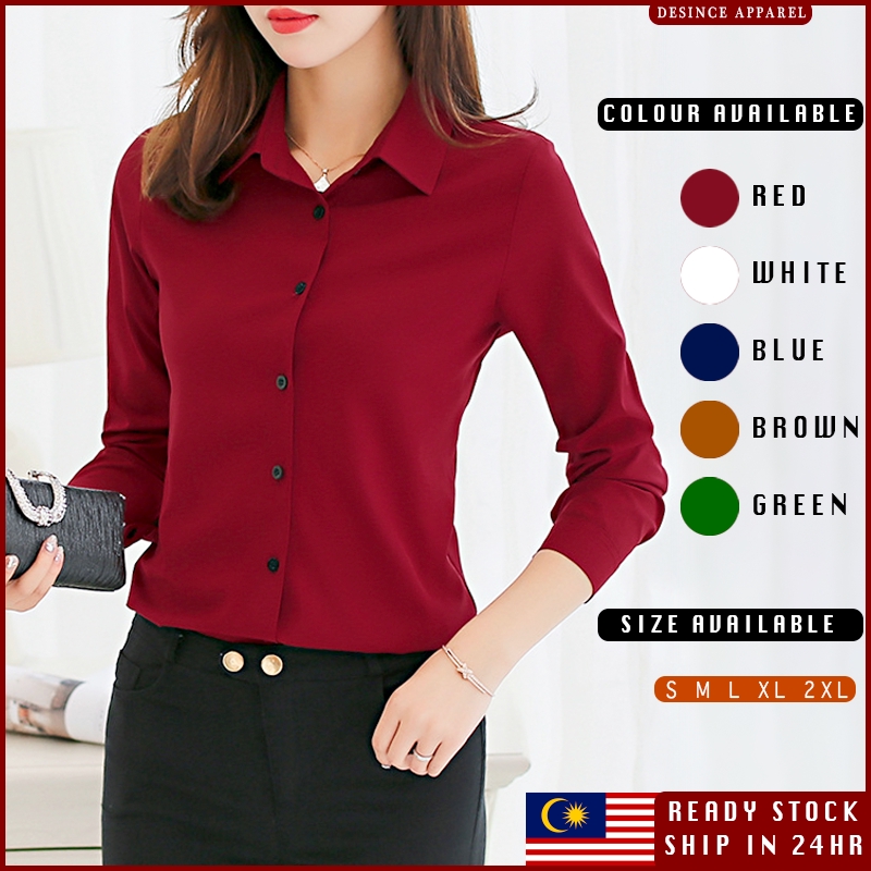 Women Blouse Long Sleeve Formal Office Shirt Work Top 