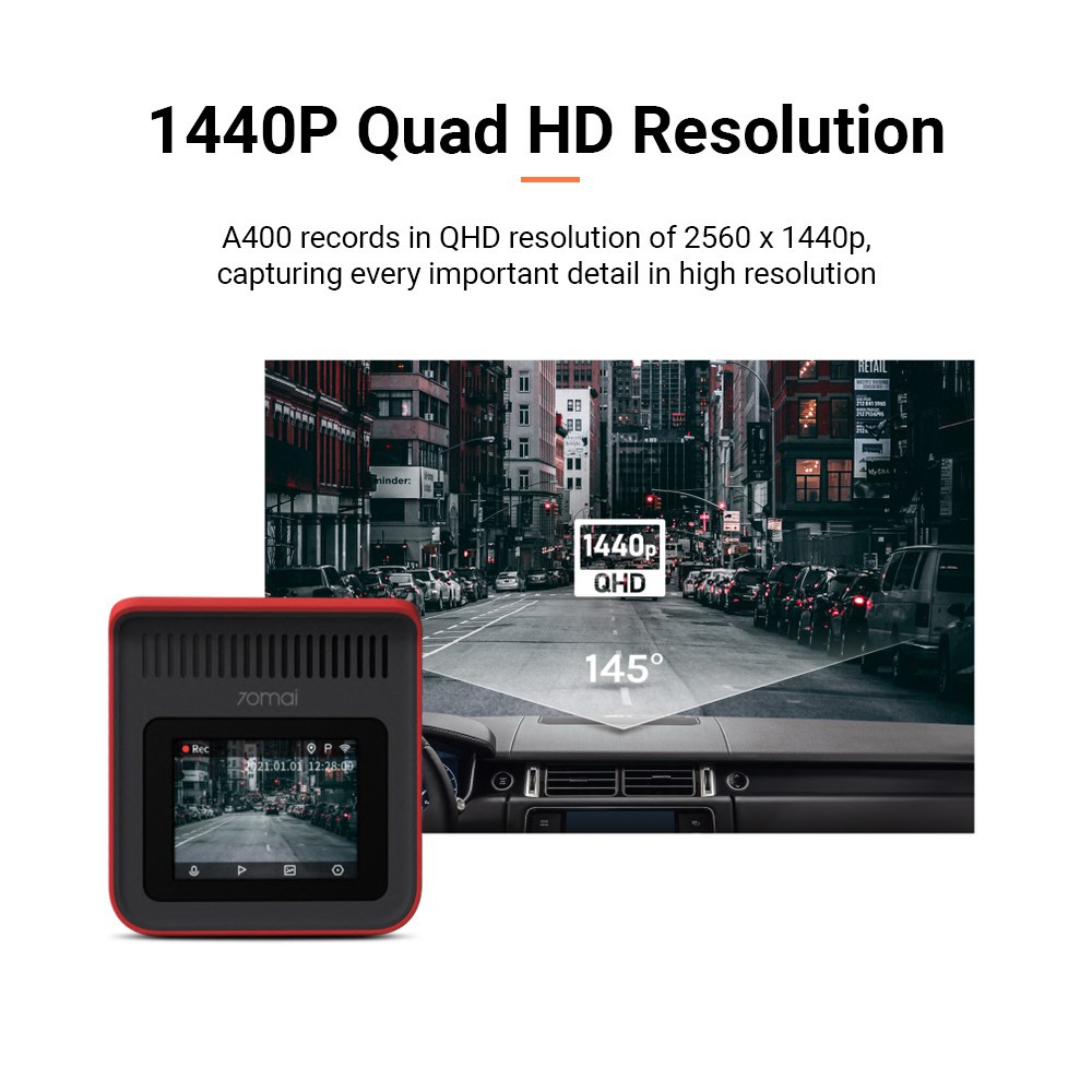 【INSTOCK】 70mai A400 Dash Cam QHD 1440P Front Rear Cam Recorder Night Vision 145 FOV WDR App Control Smart Car Camera
