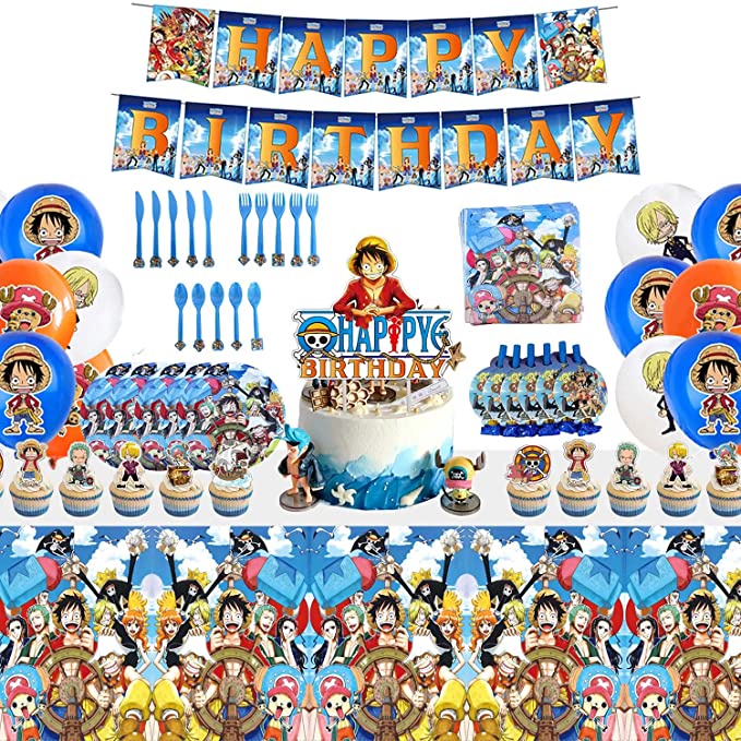 Anime ONE PIECE Party Tableware One Piece Luffy Pltae Cup Balloon Banner  Cake Topper Boy Birthday Party Decorations | Shopee Singapore