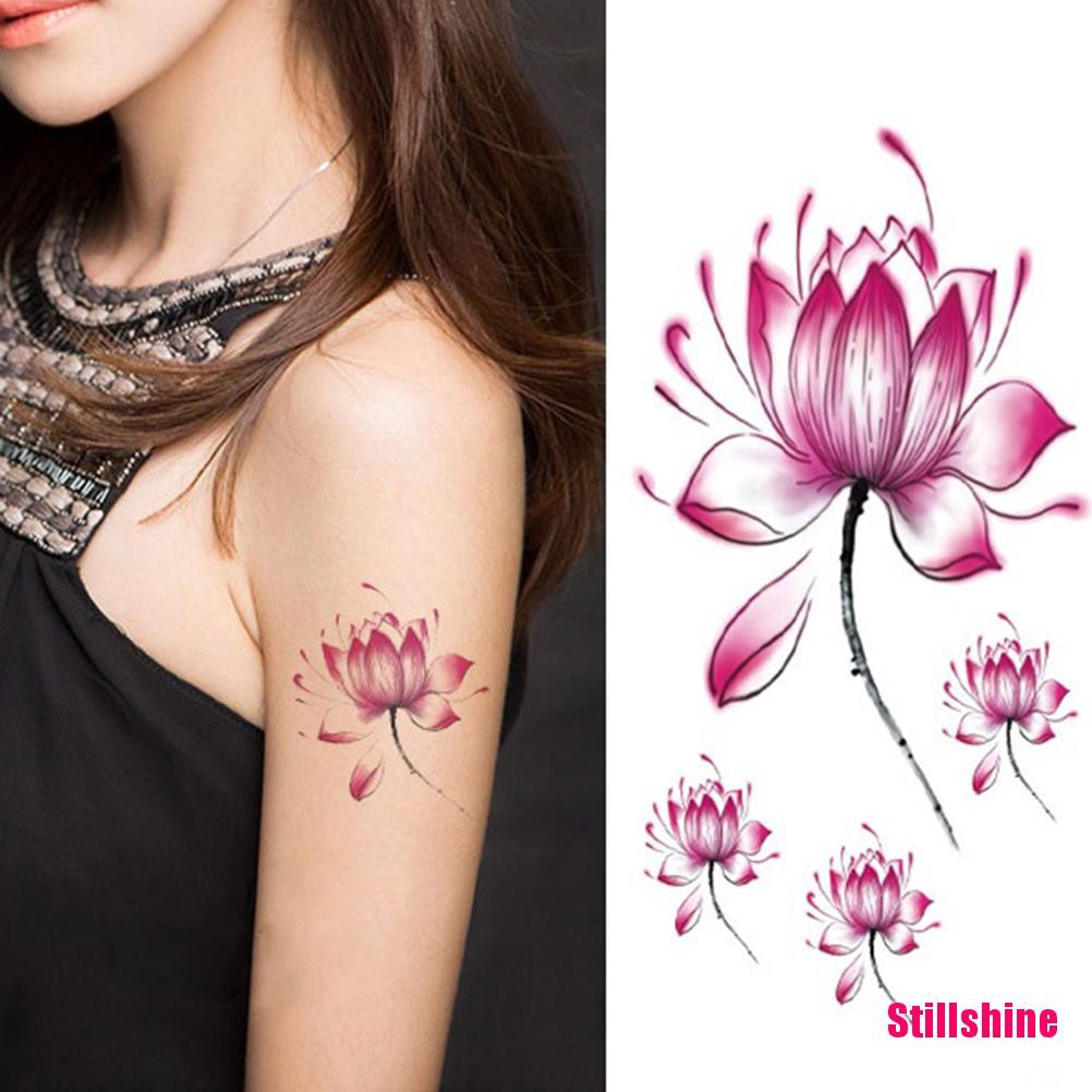 Still shine^^Waterproof Lotus Flower Tattoo Stickers Floral Pattern  Temporary Body Art Tattoo | Shopee Singapore