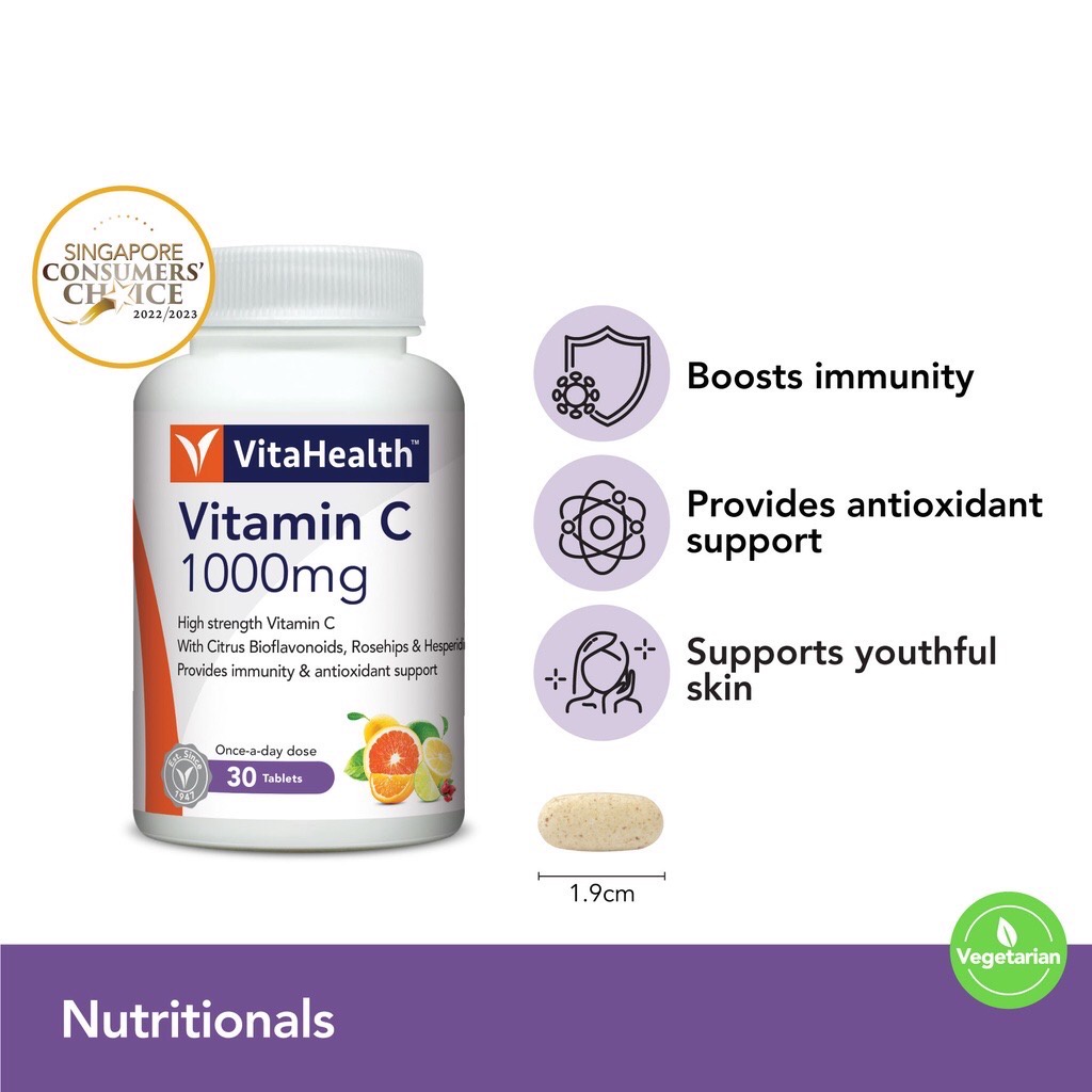 VitaHealth Vitamin C 1000mg 30s- High Strength, Bioflavonoids, Immunity ...