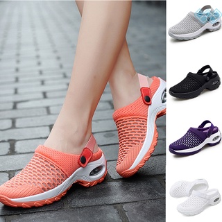 Image of Unisex Walking Sandals Breathable Casual Air Cushion Slip-On Shoes Mesh Hole Slippers