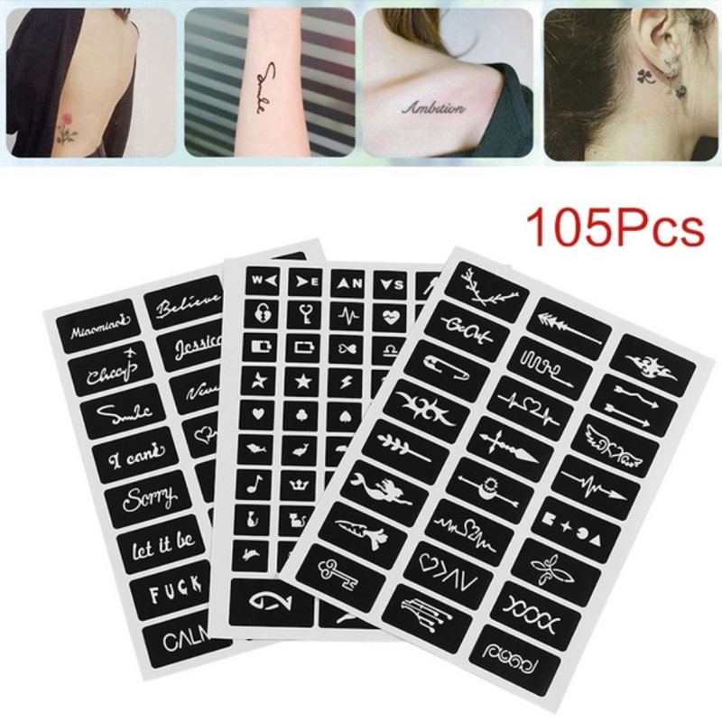 105pcs Pattern Temporary Tattoo Stencil Henna Hollow Drawing Tattoo Fashion Design For Hand Arm Leg Body Art Template Shopee Singapore