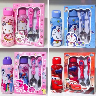 【Ready Stock in SG】Kids Birthday Goodie Bag Water Bottle with Fork & Spoon Children Day Gift