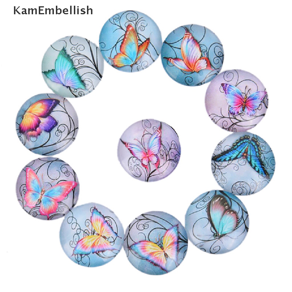 50Pcs/Lots Mixed Butterfly Glass Cabochon Flatback Spacers DIY Making FindiH5 