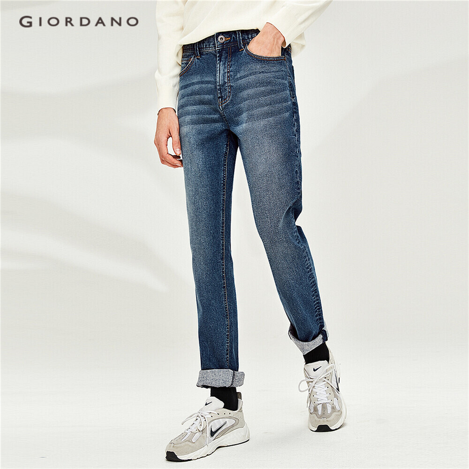 Giordano Men Fleece Lined Multi Pocket Mid Rise Denim Jeans Shopee Singapore