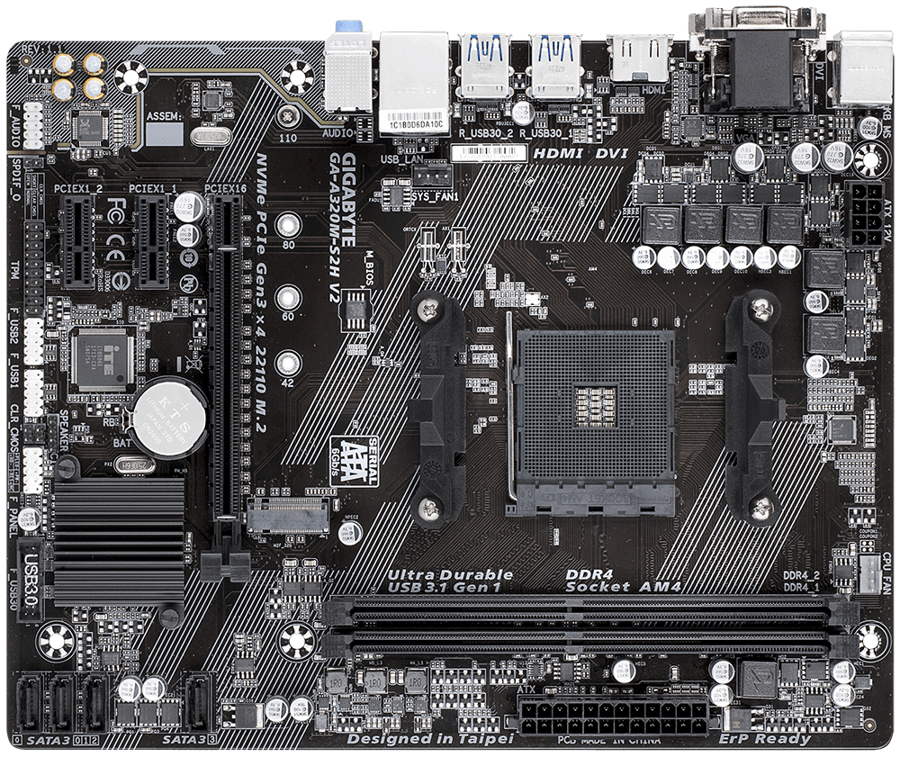 Gigabyte A320M S2H AM4 Motherboard Combo Deal AMD Ryzen 3 3200G / Ryzen 5 5600G / Ryzen 5 3600 / Ryzen 5 4500