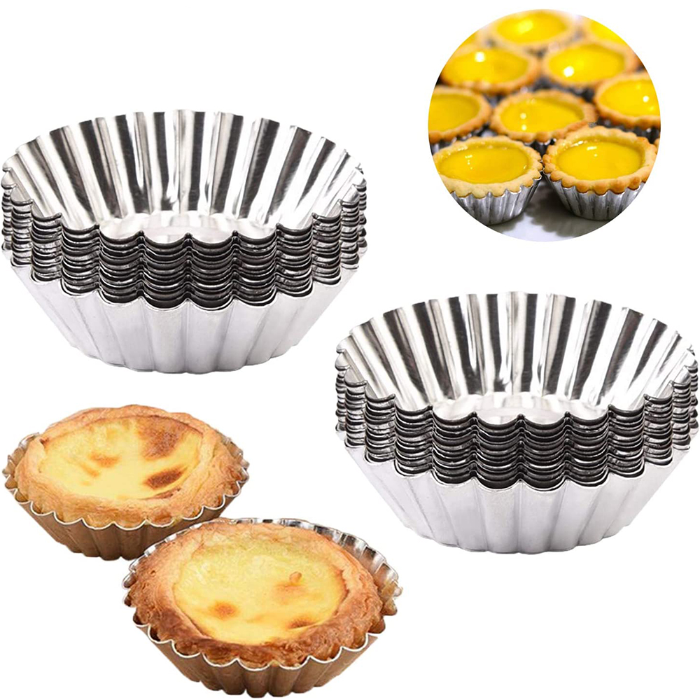 Egg Tart Molds / 10 Pcs Reusable Tinplate Baking Cups / NonStick Cupcake Cake Cookie Muffin