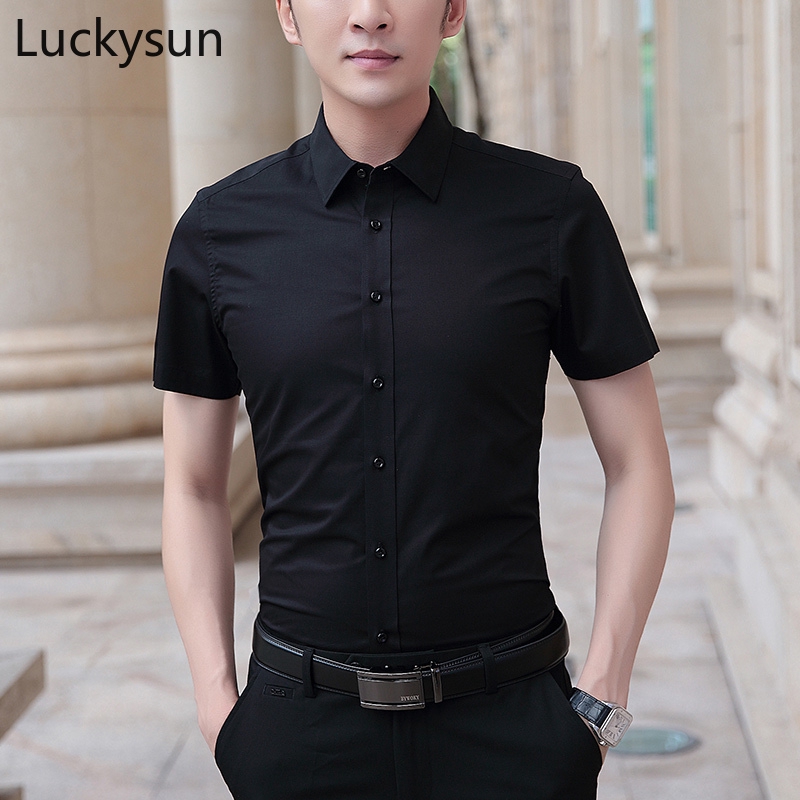 S-8XL] Black Shirt Mens Plus Size Short 