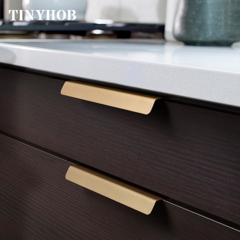 Brass Hidden Handle Minimalist Style Invisible Handle For Kitchen Cabinet Drawer Shopee Singapore