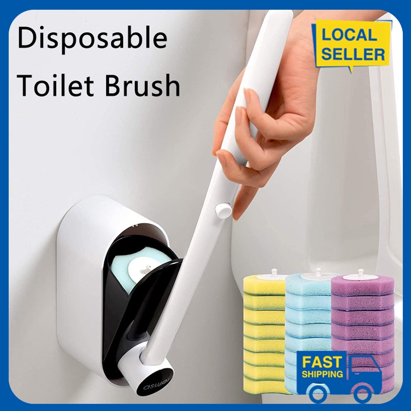 [SG] Modern Disposable Toilet Bowl Cleaner Brush Holder and 8pcs Brush