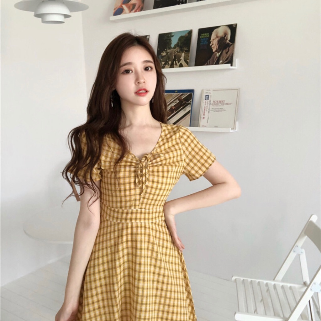 yellow checkered dress