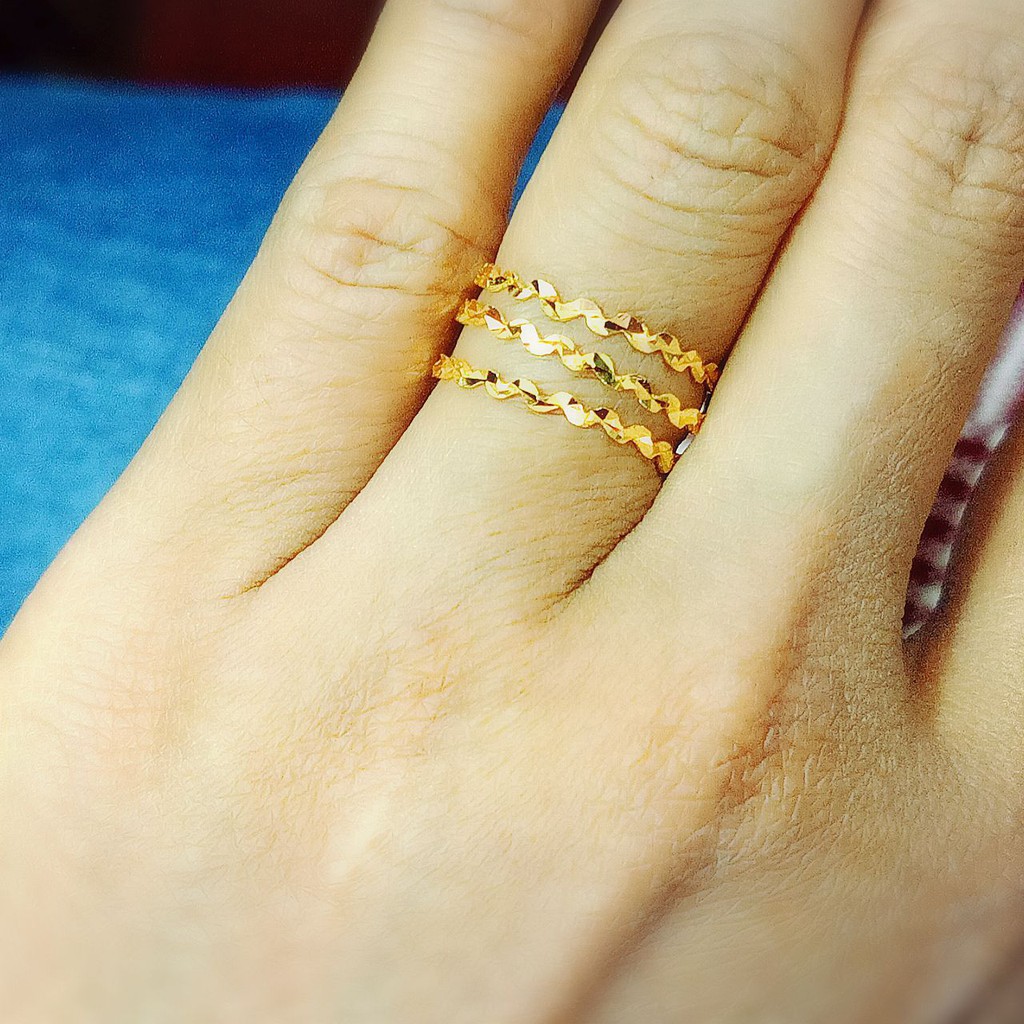 Laela Ring Fesyen Zig Zag Gold Tulen 916 Gold Shopee Singapore