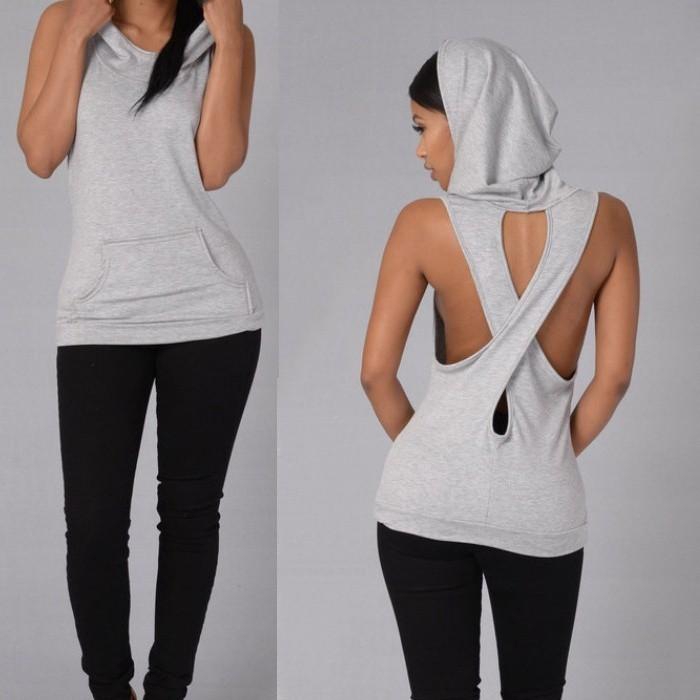 sleeveless pullover hoodie women's