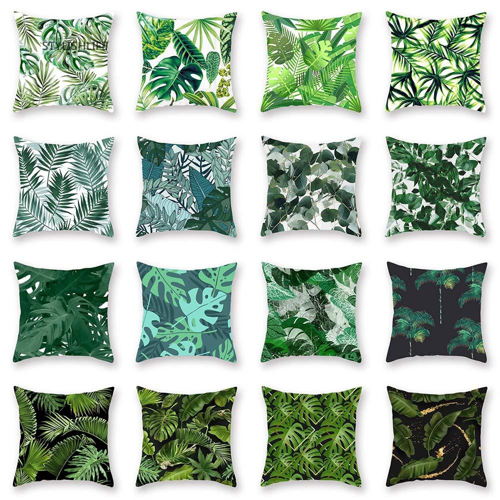 Sl Tropical Plant Leaf Pillow Case Cushion Cover Sofa Bed Car