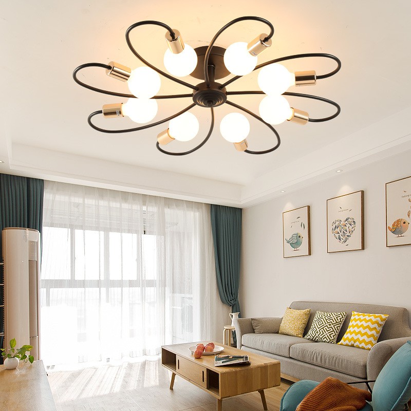 E27 220v Ceiling Lamps With 8 Bulb, Living Room Ceiling Light Fixtures
