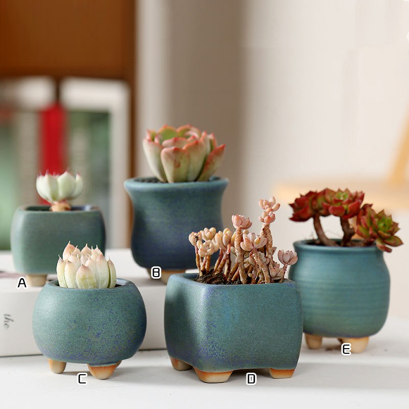 Flower Pot Succulent Pots Cactus Pots Planter Garden Pots Ceramic Pot Outdoor Garden Home Decoration Windowsill Meat Flowerpot Ceramics Special Price Clearance Coarse Pottery Simple Household Creative Size Breathable Thumb Basin