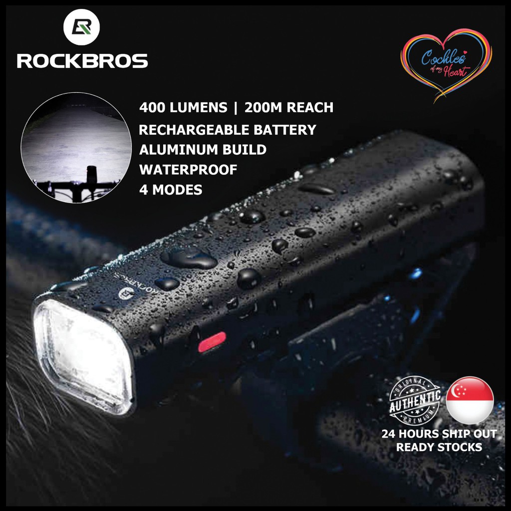 ROCKBROS 400 Lumens Bicycle Headlight Bike LED Waterproof Flashlight ...