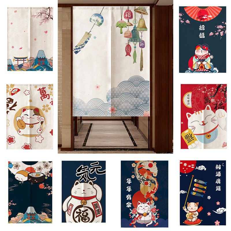 W&H S/M/L/XL Japanesestyle Door Curtain Kitchen Doorway Curtain Dining Room Short Curtain