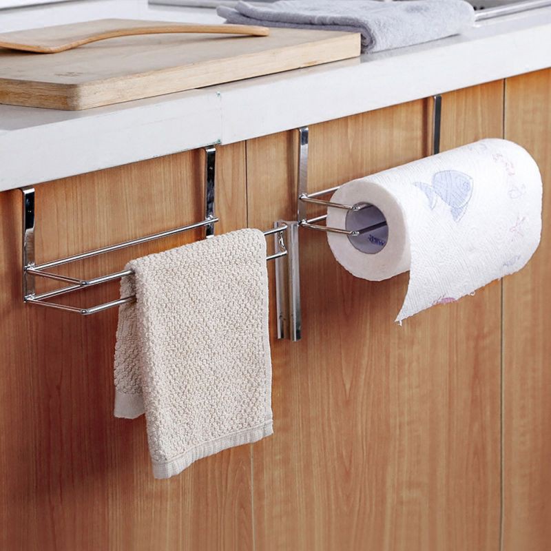 Kitchen Cabinet Door Hanging Rack Paper Towel Holder Multi-function