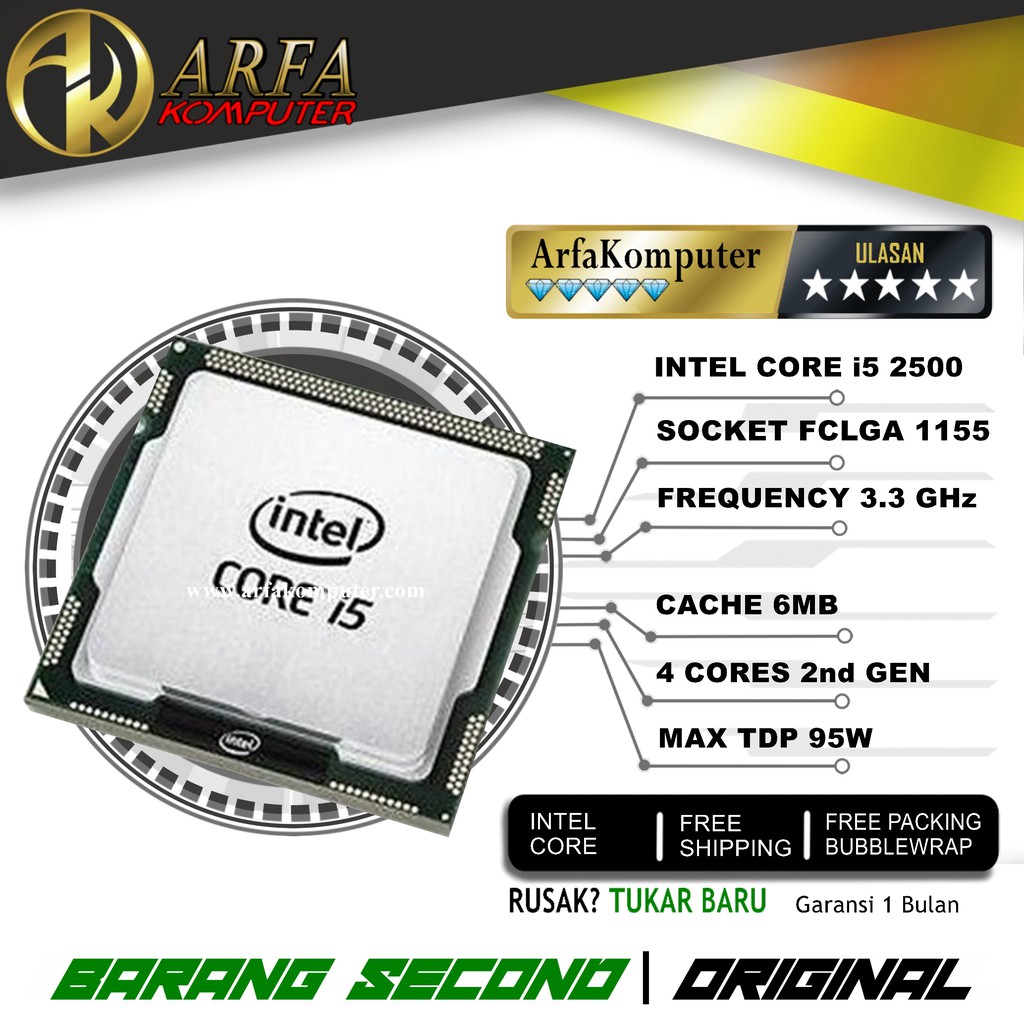 Processor Intel Core I5 2500 3 3ghz Socket 1155 Lga Shopee Singapore