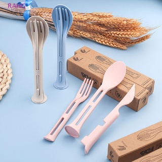 RAHG 3pcs Travel Portable Cutlery Set 3 In 1 Wheat Straw  Fork Spoon Dinnerware NEW #0