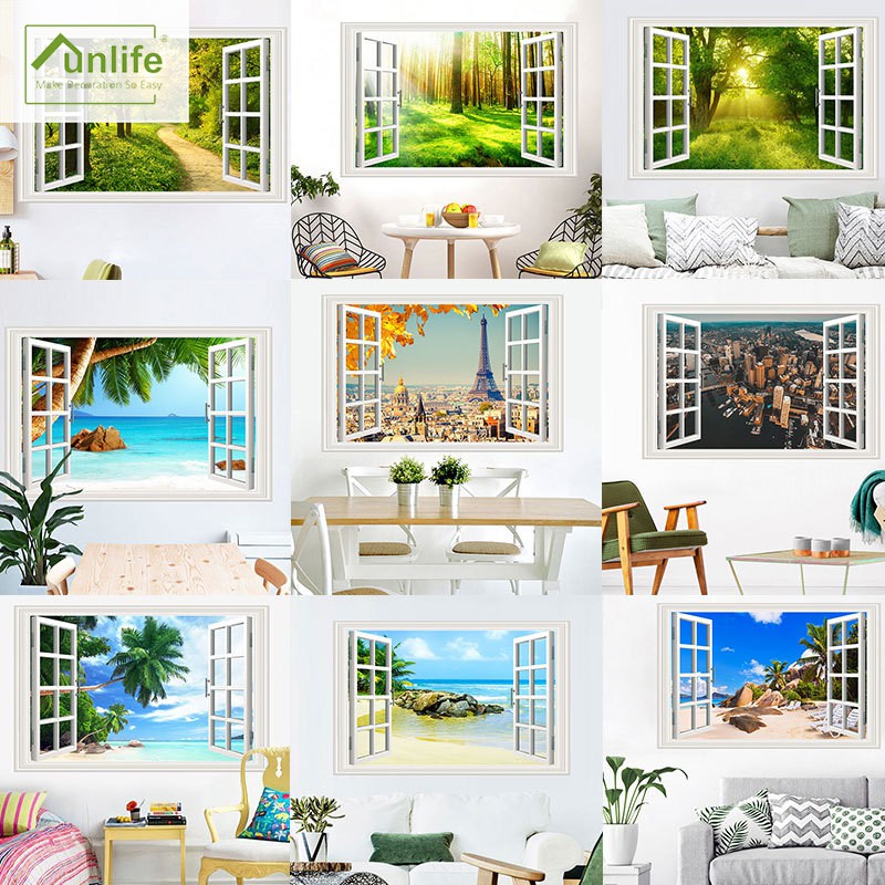 3D False Window Wall Stickers Outdoor Landscape Home Self-Adhesive  Background Wall Stickers | Shopee Singapore