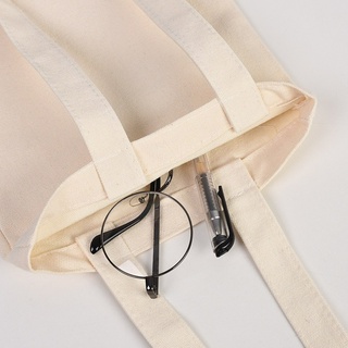 Image of thu nhỏ Plain Creamy White Canvas Shopping Bags,Foldable Reusable Fabric Tote Bag,Shoulder Top Eco Bag Gift #4