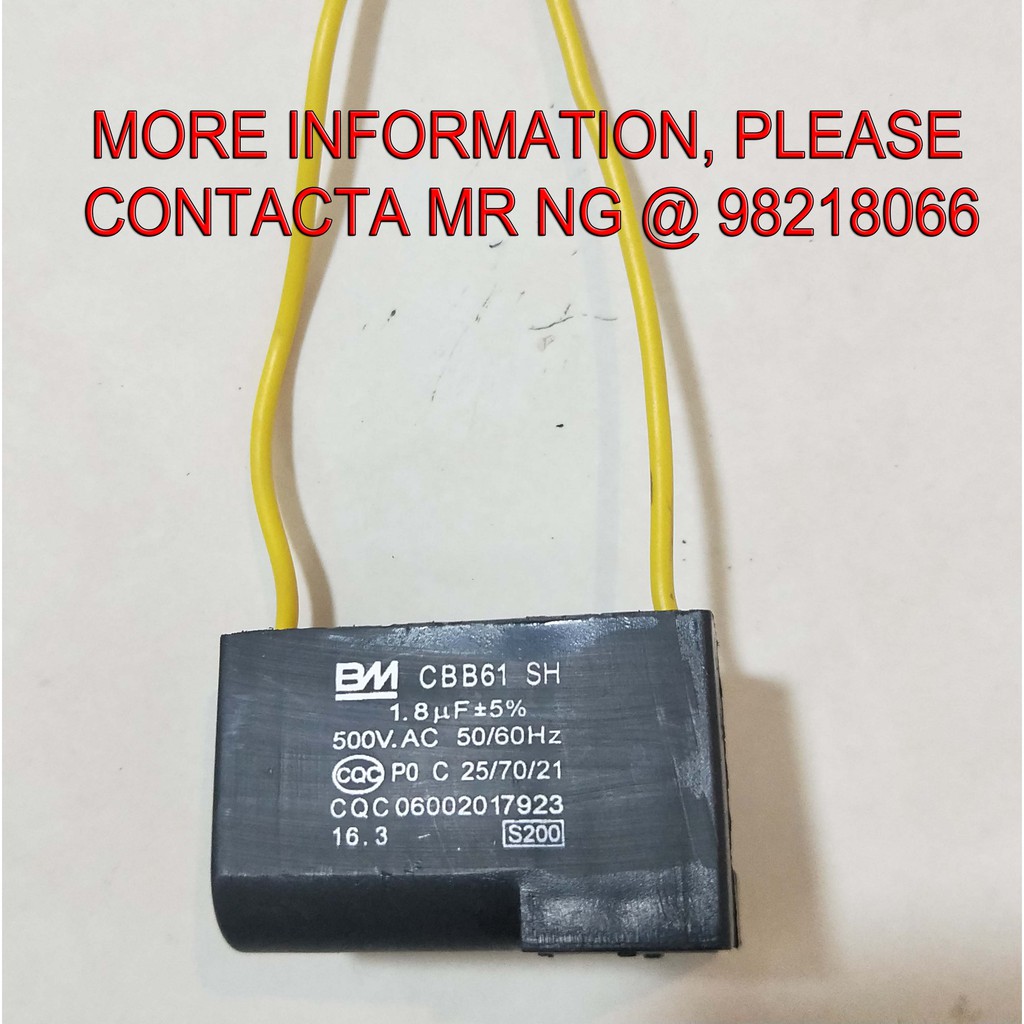 Fan Capacitor 1 8uf 2 Wires Cbb61 Bm