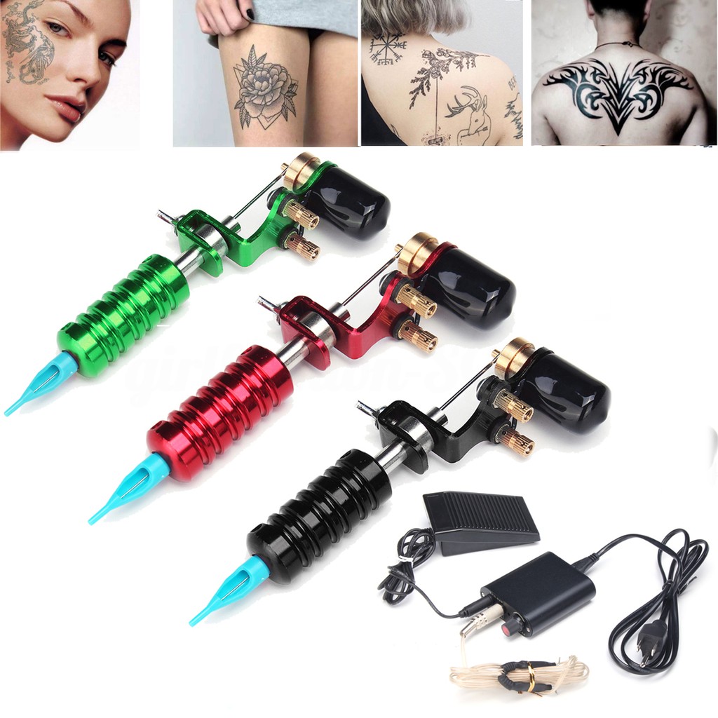 Powerful Rotary Motor Tattoo Machine Gun Kit With Power Supply