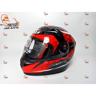 KYT HELMET K2 RIDER DIAMOND BLACK RED FLUO DOUBLE VISOR ...