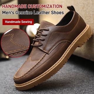 Hand-made customization. Men's new business leather working shoes