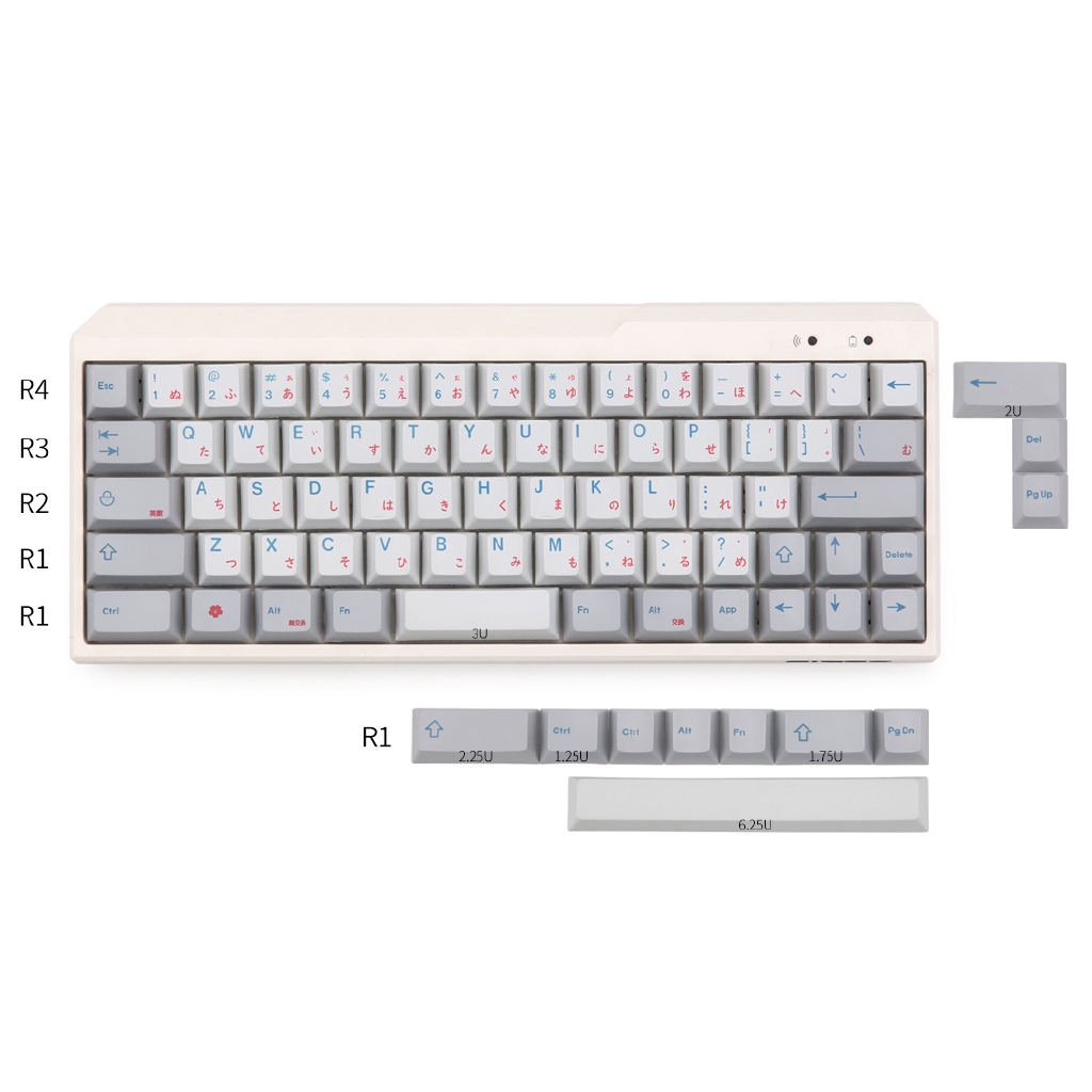 【High Quality】KBDfans Japanese Keycaps Dark Gray + Light Gray Cherry ...