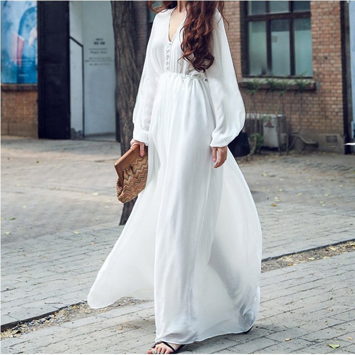 white maxi with sleeves