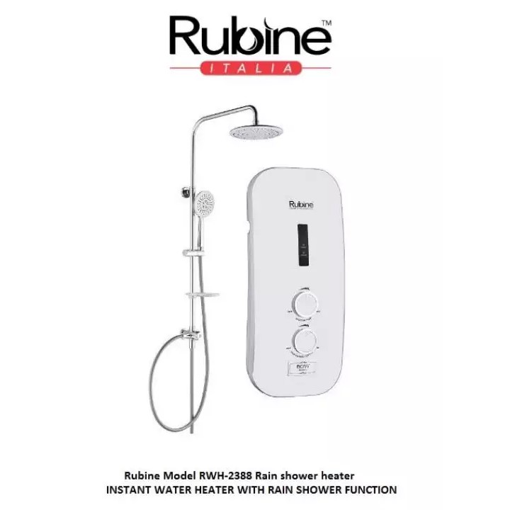 RUBINE RWH-2388 INSTANT WATER HEATER WITH RAIN SHOWER | Shopee Singapore