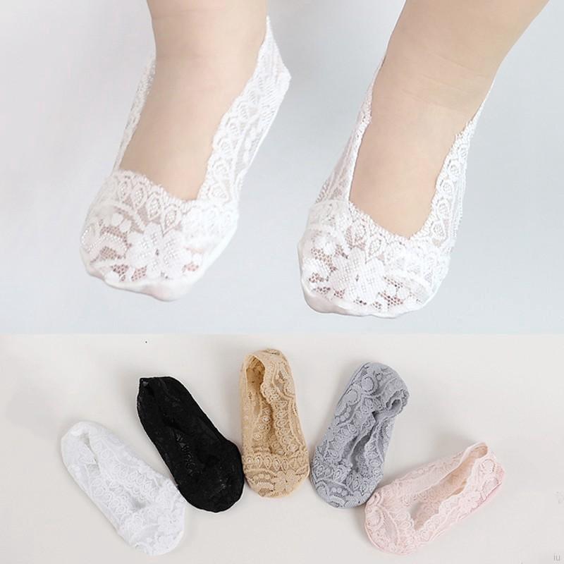 Baby Girl Boat Socks Anti-skid Strip Hollow Lace Shallow Socks #0