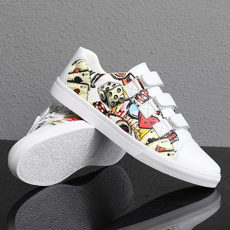 2020 Velcro Men Shoes Gradient Color Korean Couple Shoes Sneakers Women White Shoes Shopee