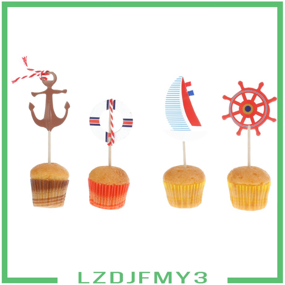 Pet Home 24pcs Set Nautical Cupcake Pis Cake Topper Birthday Party Baby Shower Shopee Singapore