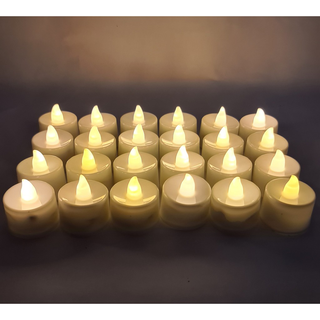 Electronic Candle Light LED Warm Yellow 24 Pieces Shopee Singapore