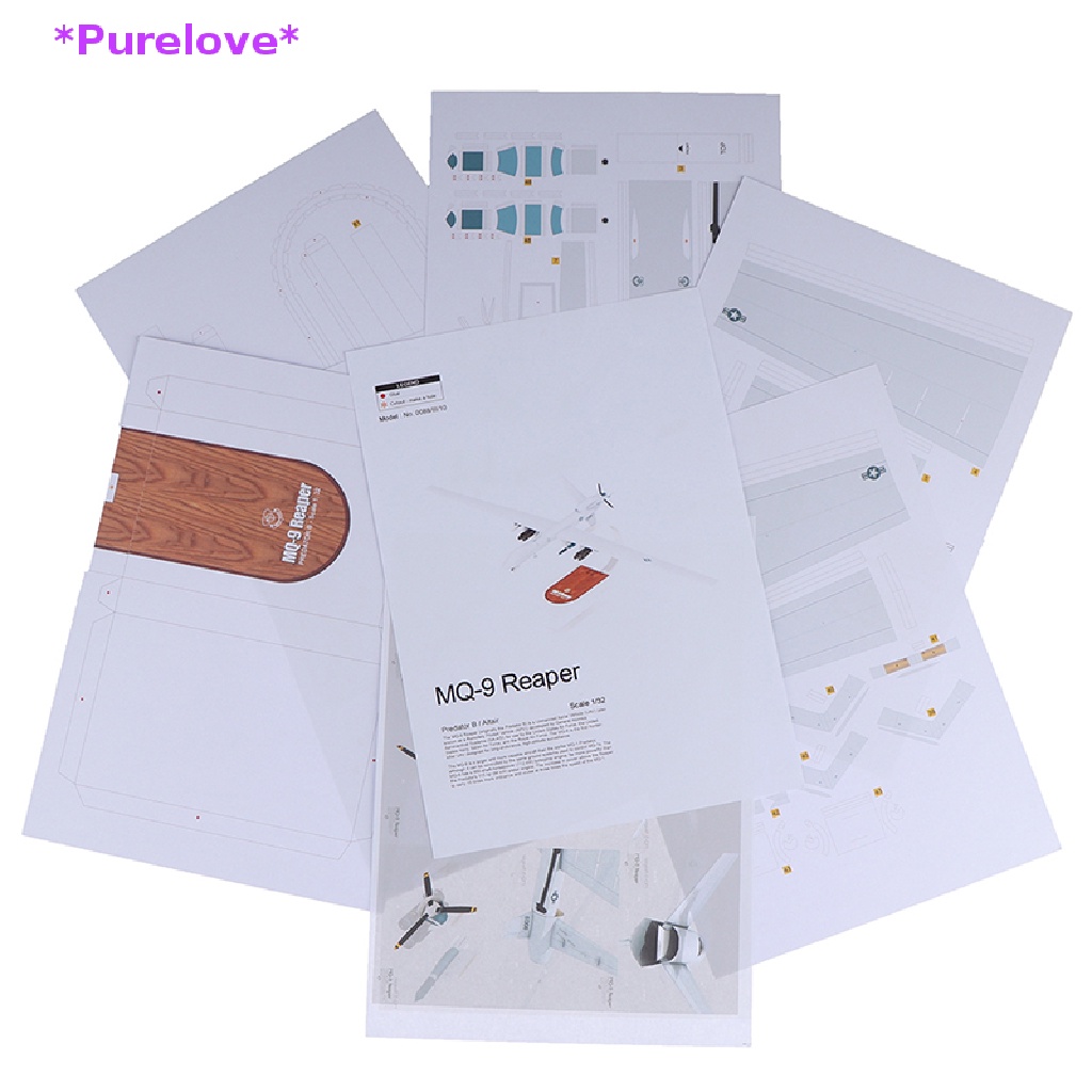 Purelove> 1:32 America MQ-9 Reaper Reconnaissance Aircraft Plane DIY Paper Model Kit new