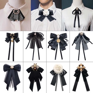 【38 Styles】Charms Japan JK Bow Tie Vintage Pearl Flower Neckties Lace Ties Cravats Brooches Pins Women's Accessories