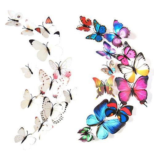 12pcs 3d Butterfly Diy Wall Mural Stickers Door Decals Home Room Decorations