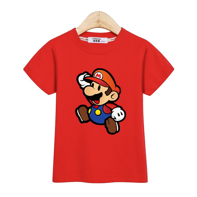 Kids super Mario t shirt short sleeve tees baby boy girl dresses cotton ...