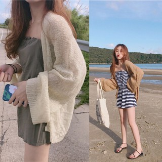Image of Women College Style Loose Sunscreen Cardigan Knitting Cardigan