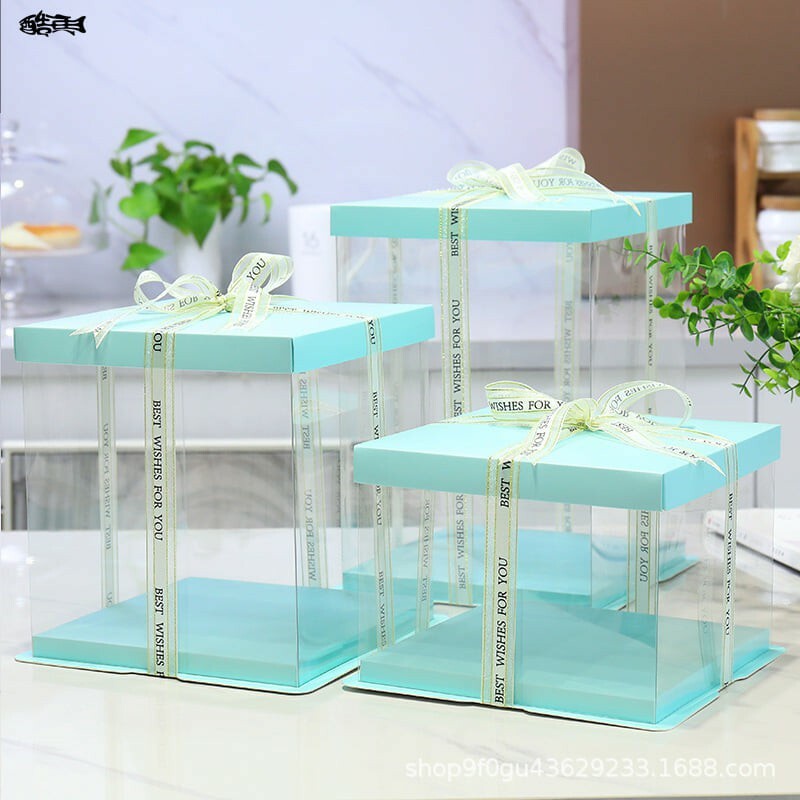 Shop Malaysia Blue Base Transparent Pvc Cake Box Flower Box Display Box Gift Box 透明蛋糕盒 花盒 展示盒 Kotak Hadiah Kotak Hantaran Kotak Raya Shopee Singapore