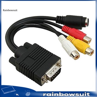 [RB] VGA to S-Video 3 RCA Composite AV TV Out Adapter Converter Cable for PC Laptop