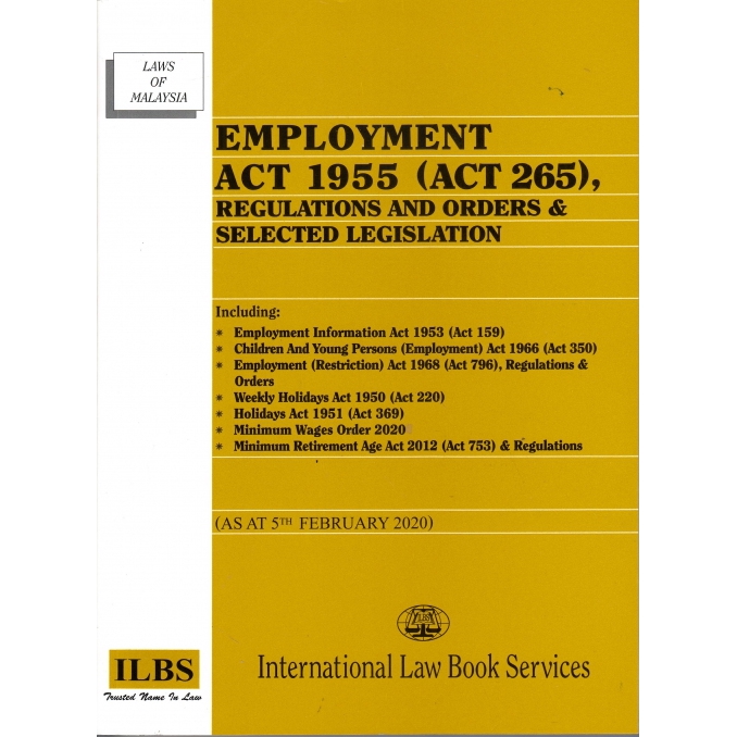 Employment Act 1955 Act 265 Regulations And Orders Selected Legislation Shopee Singapore
