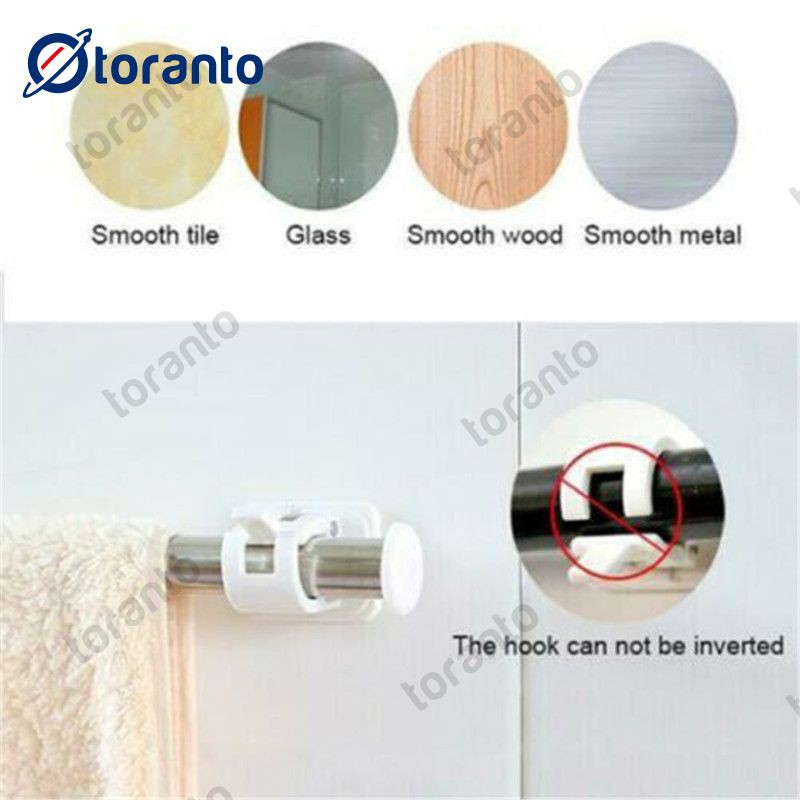 2 Pcs Hanging Rod Clip Adhesive Wall, Shower Curtain Rod Holders For Tile