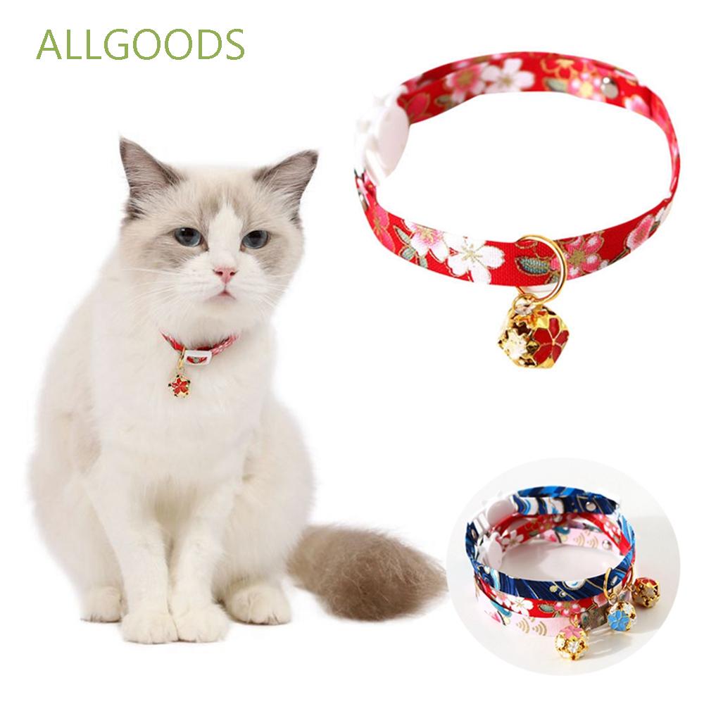 JOYPAWS Japanese Chirimen Kimono Cat Collar with Bell for Kitten Puppy Pet Adjustable Cat Collars with Fortune 